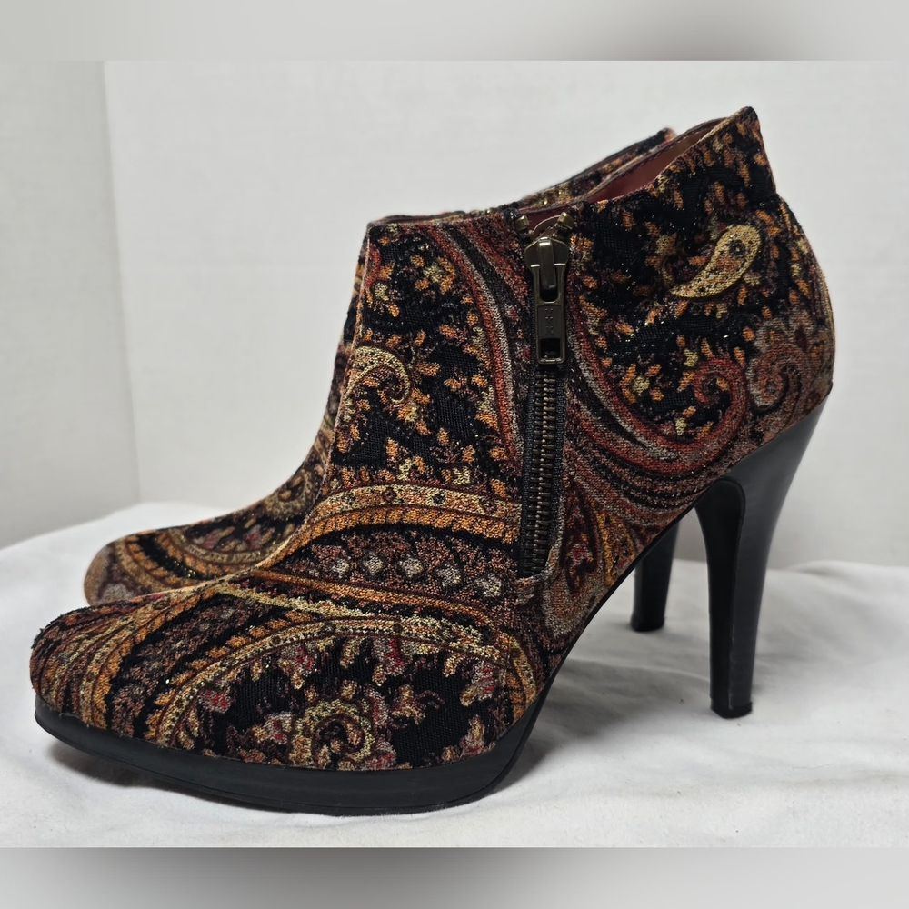 Diba Multicolor Paisley Ankle Booties 8